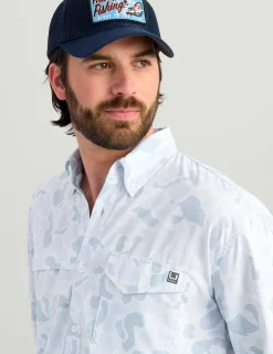 Huk Gear Button Downs-KC Print Tide Point Button-Down KC Sky Camo