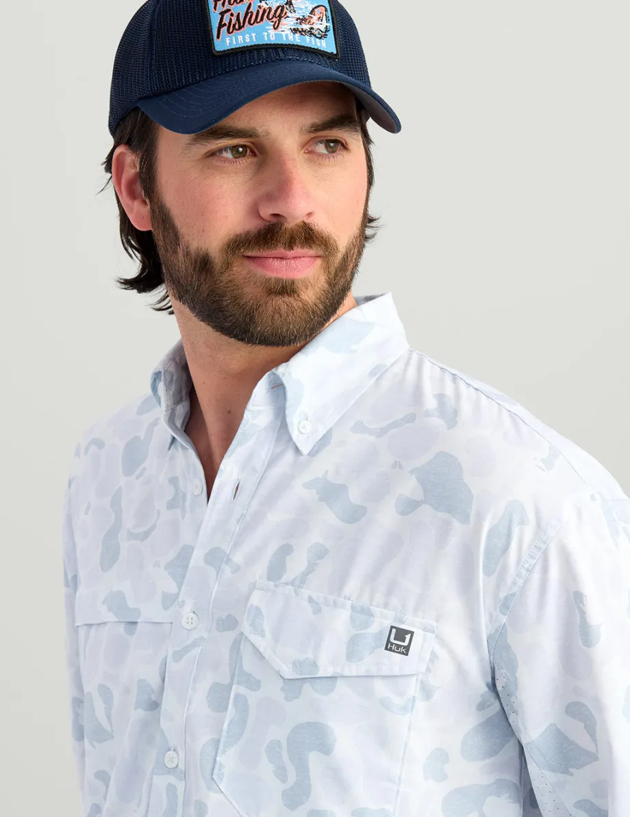 Huk Gear Button Downs-KC Print Tide Point Button-Down KC Sky Camo