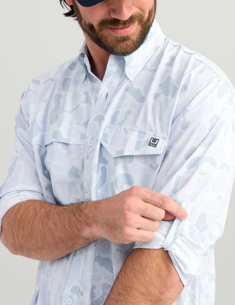 Huk Gear Button Downs-KC Print Tide Point Button-Down KC Sky Camo