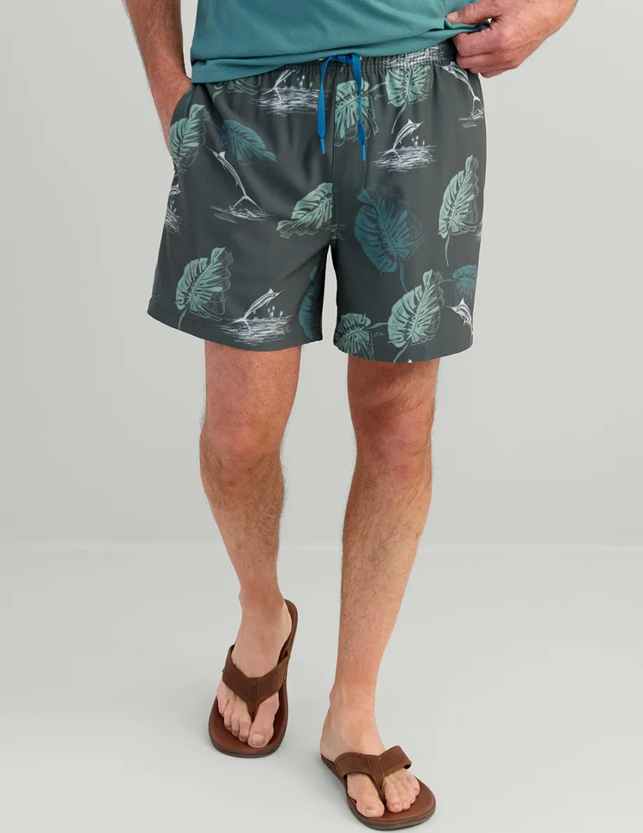 Huk Gear Swim-KC Pursuit Volley Swim Short Volcanic Ash Monstera