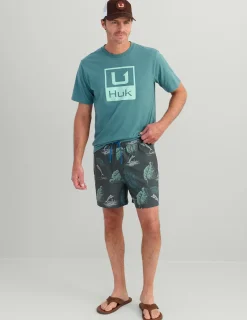 Huk Gear Swim-KC Pursuit Volley Swim Short Volcanic Ash Monstera