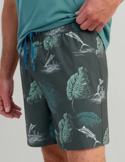 Huk Gear Swim-KC Pursuit Volley Swim Short Volcanic Ash Monstera