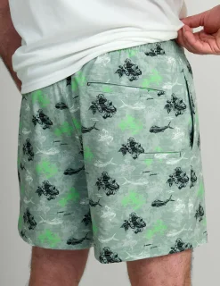 Huk Gear Swim-KC Pursuit Volley Swim Short KC Fog Green Flying High