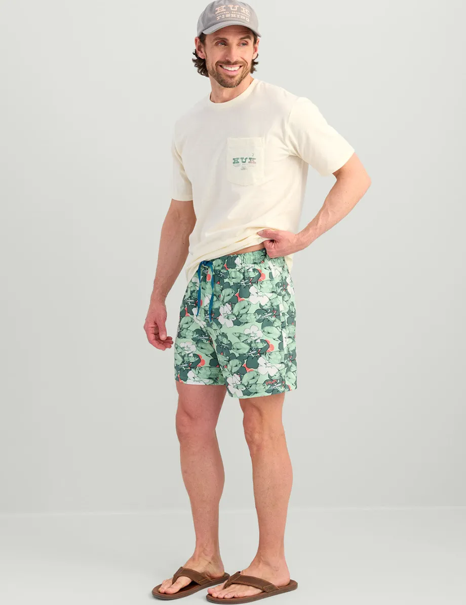 Huk Gear Swim-KC Pursuit Volley Swim Short North Atlantic Floral Fish