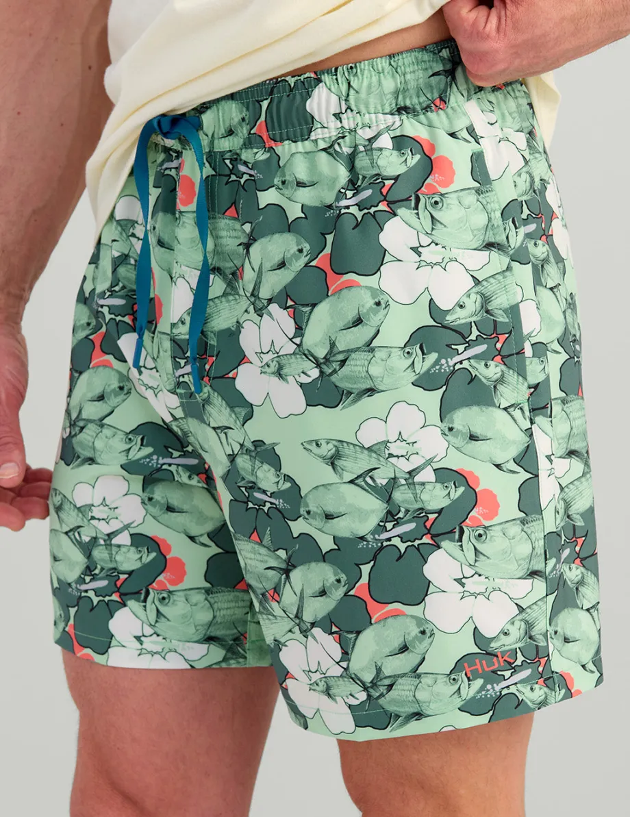 Huk Gear Swim-KC Pursuit Volley Swim Short North Atlantic Floral Fish