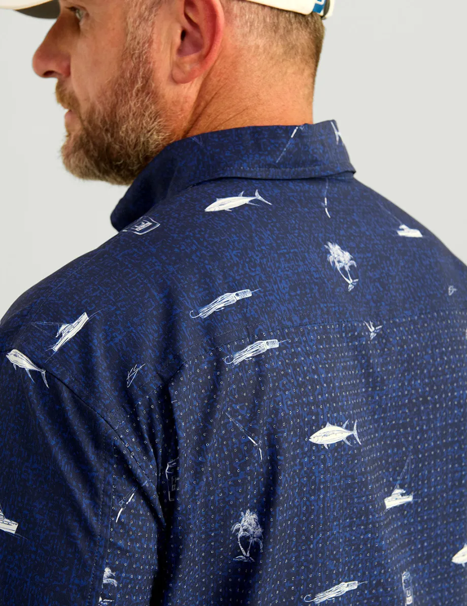 Huk Gear Button Downs-KC Tide Point Short Sleeve Button-Down Naval Academy Tuna Cheers