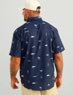 Huk Gear Button Downs-KC Tide Point Short Sleeve Button-Down Naval Academy Tuna Cheers