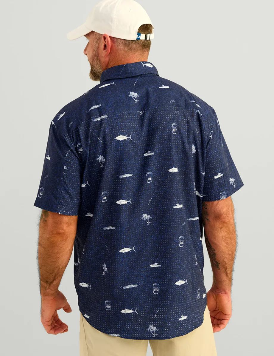 Huk Gear Button Downs-KC Tide Point Short Sleeve Button-Down Naval Academy Tuna Cheers