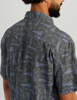 Huk Gear Button Downs-KC Tide Point Short Sleeve Button-Down Volcanic Ash Lures