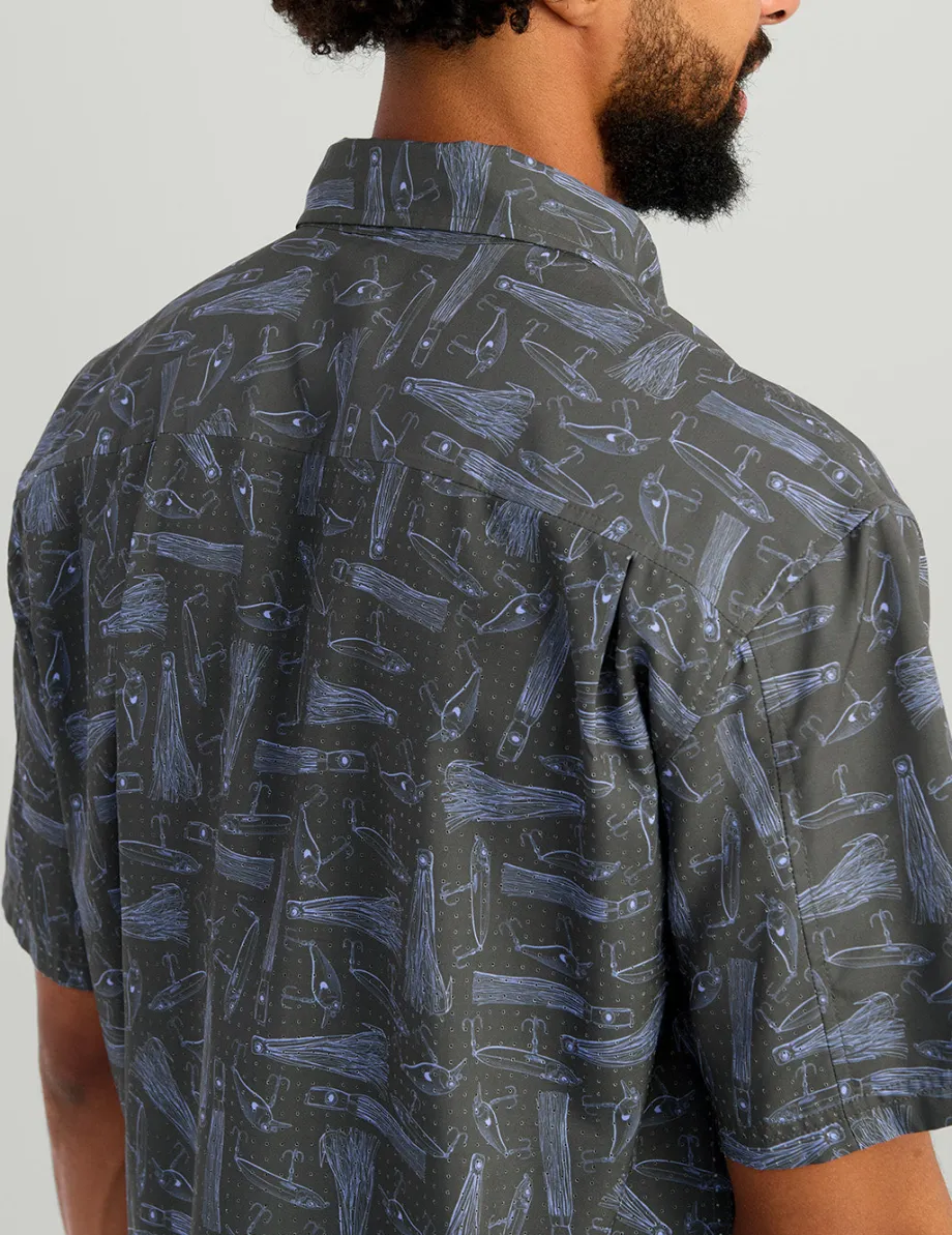 Huk Gear Button Downs-KC Tide Point Short Sleeve Button-Down Volcanic Ash Lures