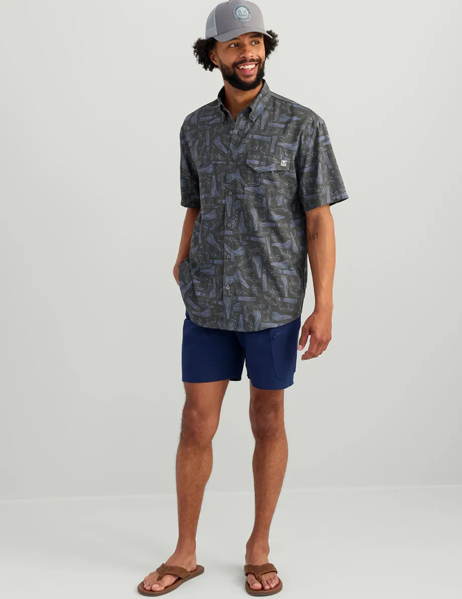 Huk Gear Button Downs-KC Tide Point Short Sleeve Button-Down Volcanic Ash Lures