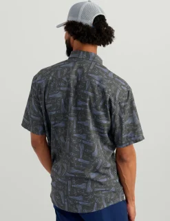Huk Gear Button Downs-KC Tide Point Short Sleeve Button-Down Volcanic Ash Lures
