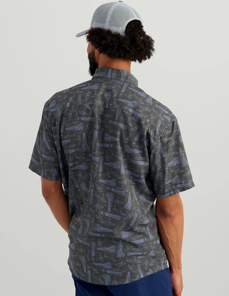 Huk Gear Button Downs-KC Tide Point Short Sleeve Button-Down Volcanic Ash Lures