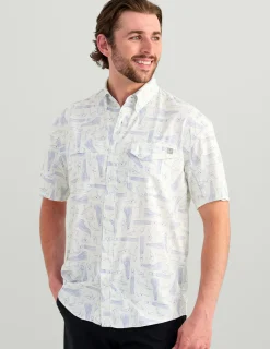 Huk Gear Button Downs-KC Tide Point Short Sleeve Button-Down White Lures