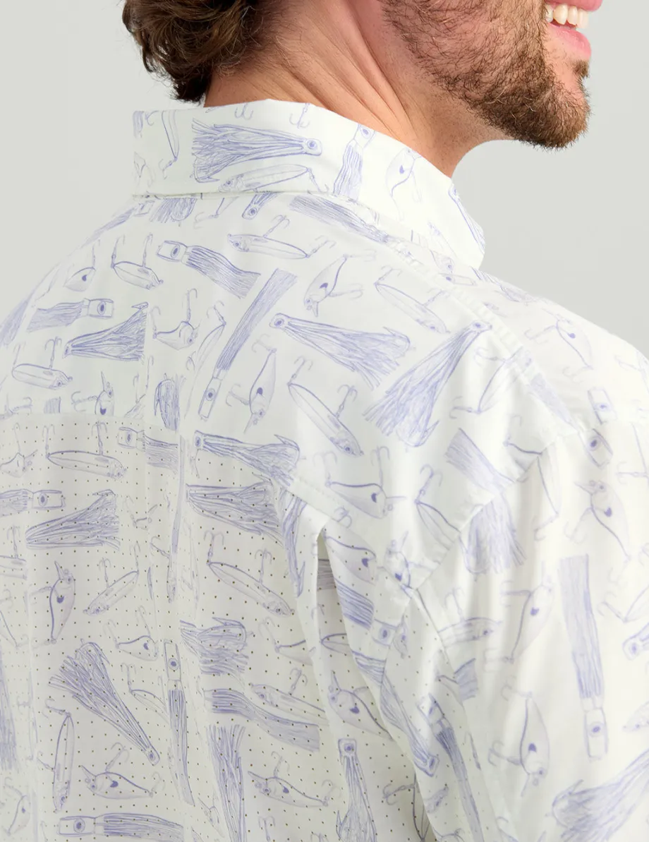 Huk Gear Button Downs-KC Tide Point Short Sleeve Button-Down White Lures