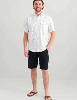 Huk Gear Button Downs-KC Tide Point Short Sleeve Button-Down White Lures