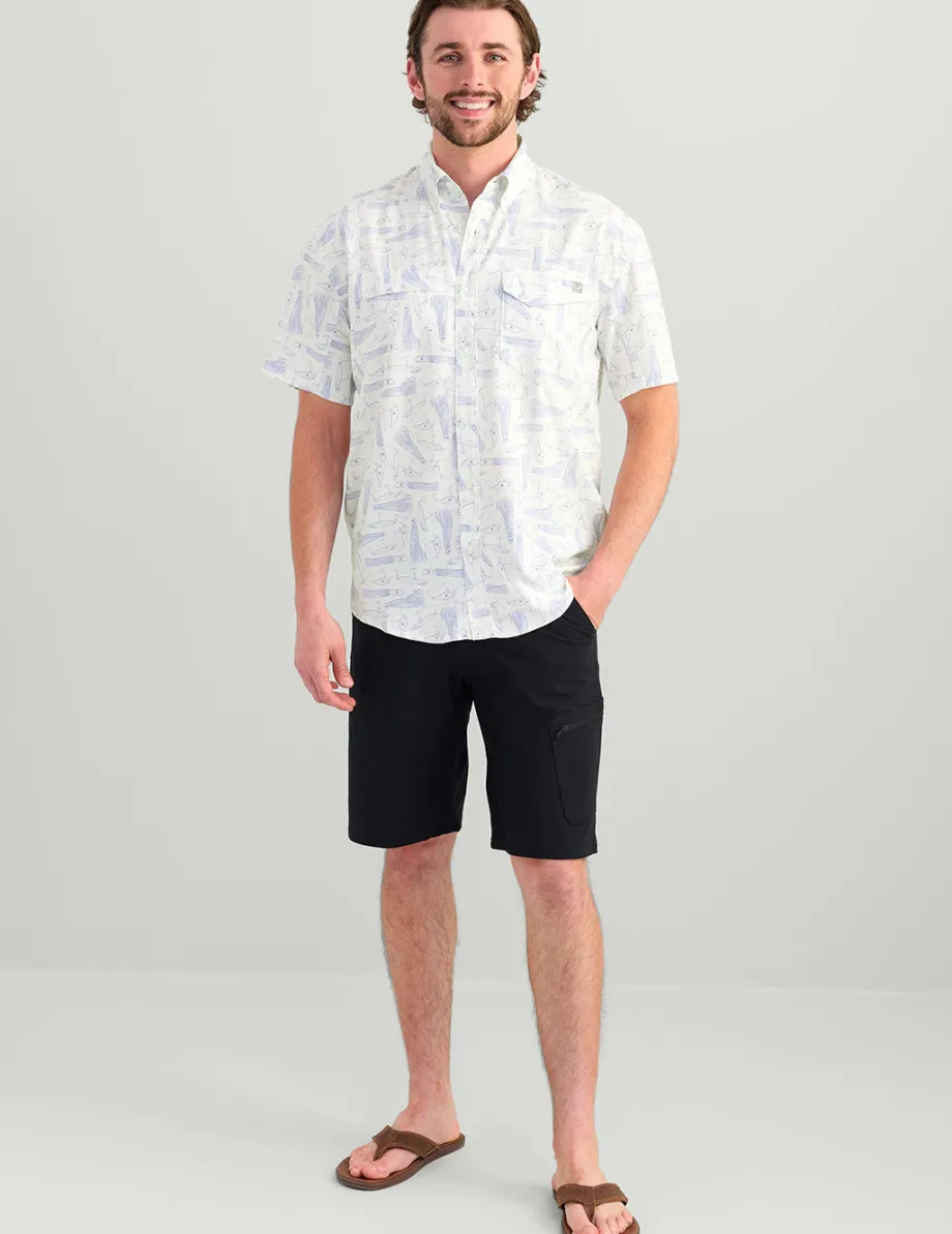 Huk Gear Button Downs-KC Tide Point Short Sleeve Button-Down White Lures