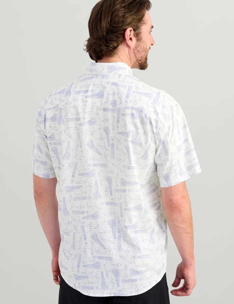 Huk Gear Button Downs-KC Tide Point Short Sleeve Button-Down White Lures