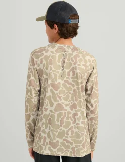 Huk Gear Performance Tops-Kids Airweight KC Printed Crew KC Sand Camo