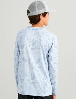 Huk Gear Performance Tops-Kids Airweight KC Printed Crew KC Sky Camo