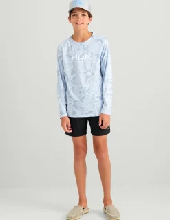 Huk Gear Performance Tops-Kids Airweight KC Printed Crew KC Sky Camo