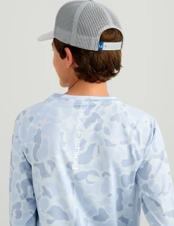 Huk Gear Performance Tops-Kids Airweight KC Printed Crew KC Sky Camo