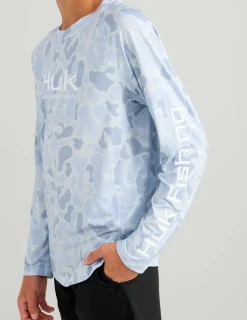 Huk Gear Performance Tops-Kids Airweight KC Printed Crew KC Sky Camo