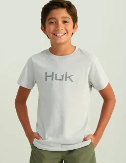 Huk Gear T-Shirts|Performance Tops-Kids Classic Logo Tee Harbor Mist