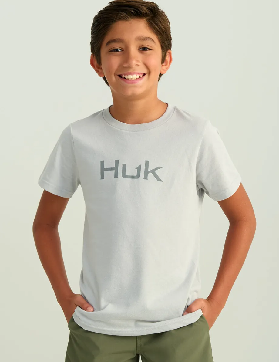 Huk Gear T-Shirts|Performance Tops-Kids Classic Logo Tee Harbor Mist