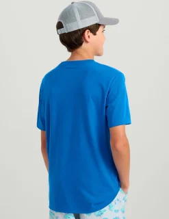 Huk Gear T-Shirts|Performance Tops-Kids Classic Logo Tee Ocean Blue