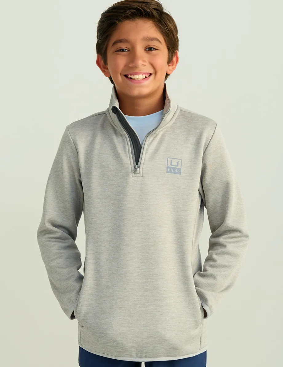 Huk Gear Hoodies & Pullovers|Performance Tops-Kids Coldfront+ 1/4 Zip Harbor Mist Heather