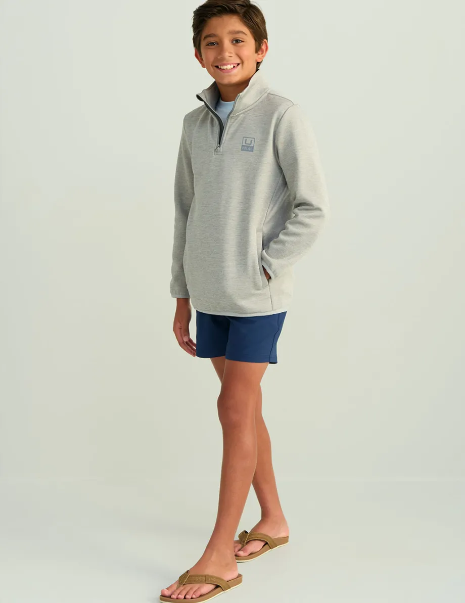 Huk Gear Hoodies & Pullovers|Performance Tops-Kids Coldfront+ 1/4 Zip Harbor Mist Heather