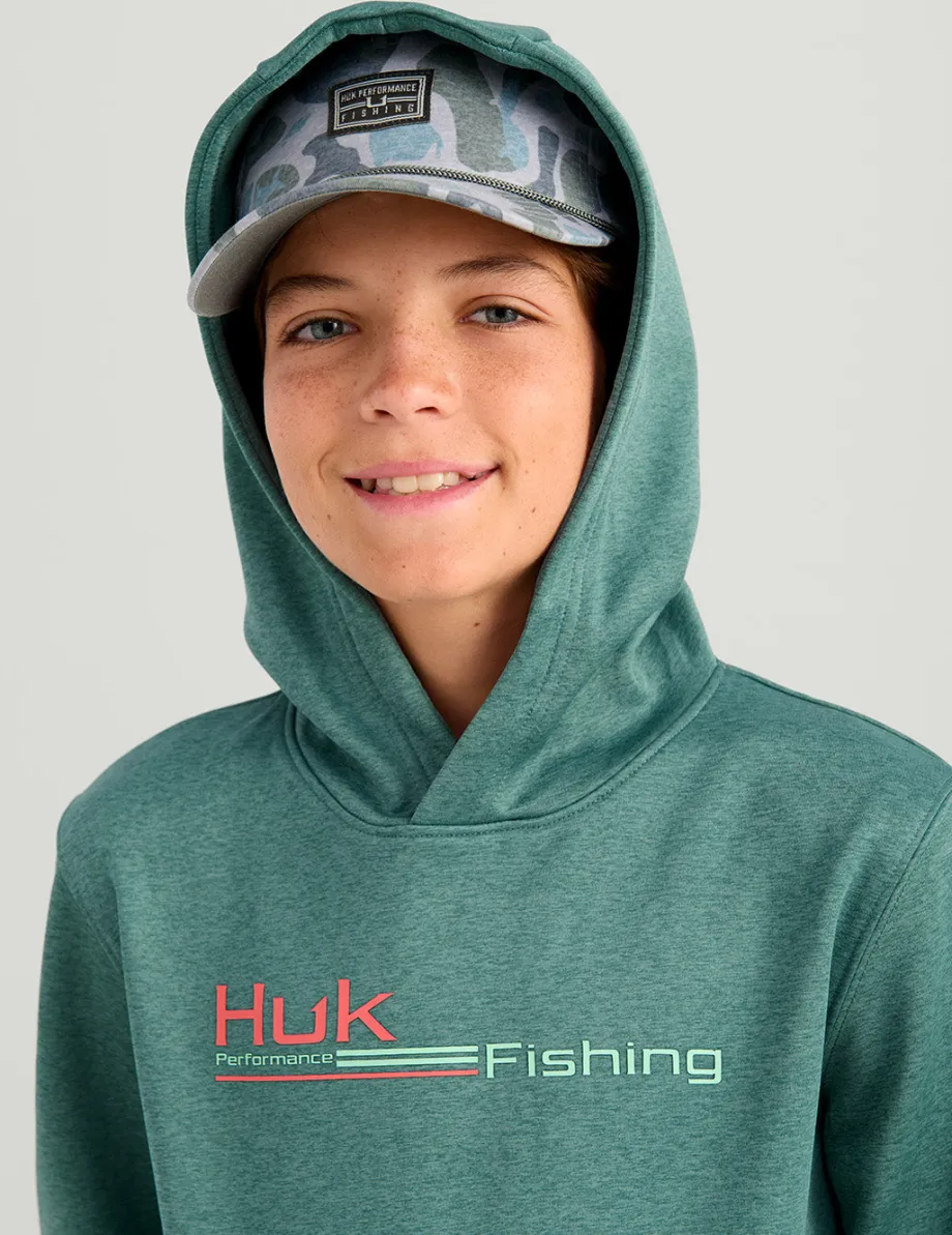 Huk Gear Hoodies & Pullovers|Performance Tops-Kids Coldfront+ Graphic Hoodie North Atlantic Heather