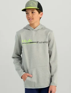 Huk Gear Hoodies & Pullovers|Performance Tops-Kids Coldfront+ Graphic Hoodie Harbor Mist Heather