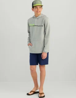 Huk Gear Hoodies & Pullovers|Performance Tops-Kids Coldfront+ Graphic Hoodie Harbor Mist Heather