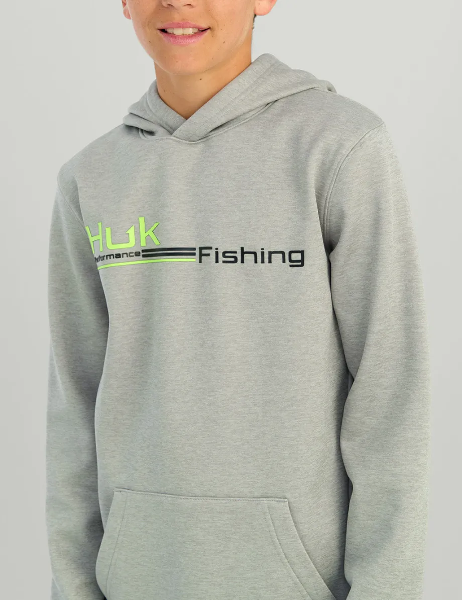 Huk Gear Hoodies & Pullovers|Performance Tops-Kids Coldfront+ Graphic Hoodie Harbor Mist Heather
