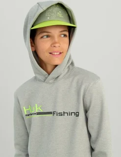 Huk Gear Hoodies & Pullovers|Performance Tops-Kids Coldfront+ Graphic Hoodie Harbor Mist Heather