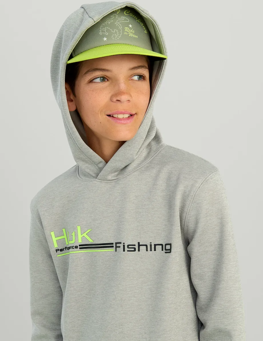 Huk Gear Hoodies & Pullovers|Performance Tops-Kids Coldfront+ Graphic Hoodie Harbor Mist Heather