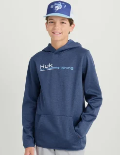 Huk Gear Hoodies & Pullovers|Performance Tops-Kids Coldfront+ Graphic Hoodie Naval Academy Heather