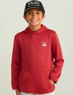 Huk Gear Hoodies & Pullovers-Kids Coldfront+ Hoodie Scarlet Blaze Heather
