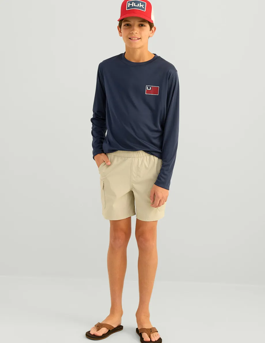 Huk Gear Shorts-Kids Creekbed Cargo Short Khaki