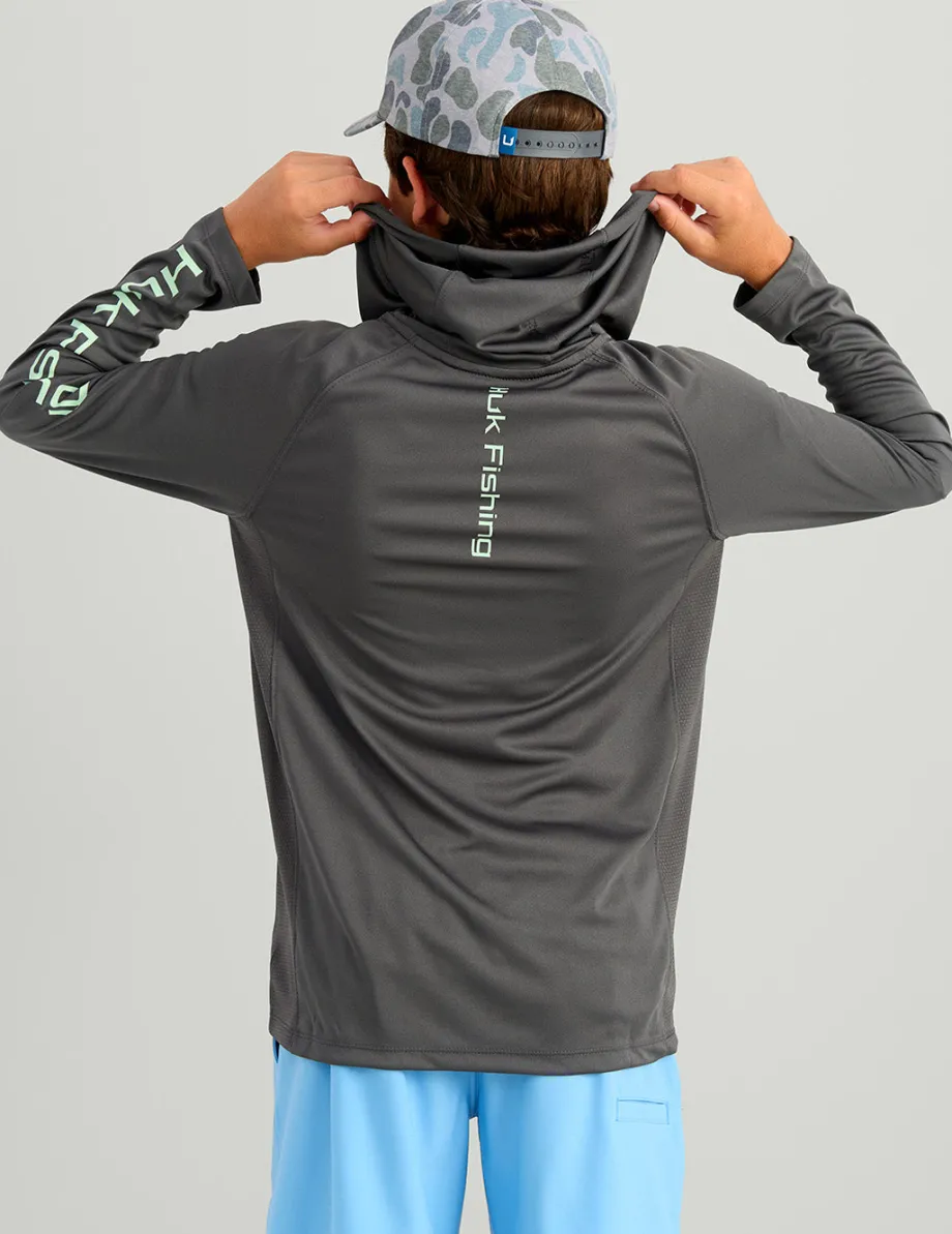Huk Gear Performance Tops-Kids Glow Pursuit Performance Hoodie Volcanic Ash