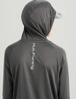 Huk Gear Performance Tops-Kids Glow Pursuit Performance Hoodie Volcanic Ash