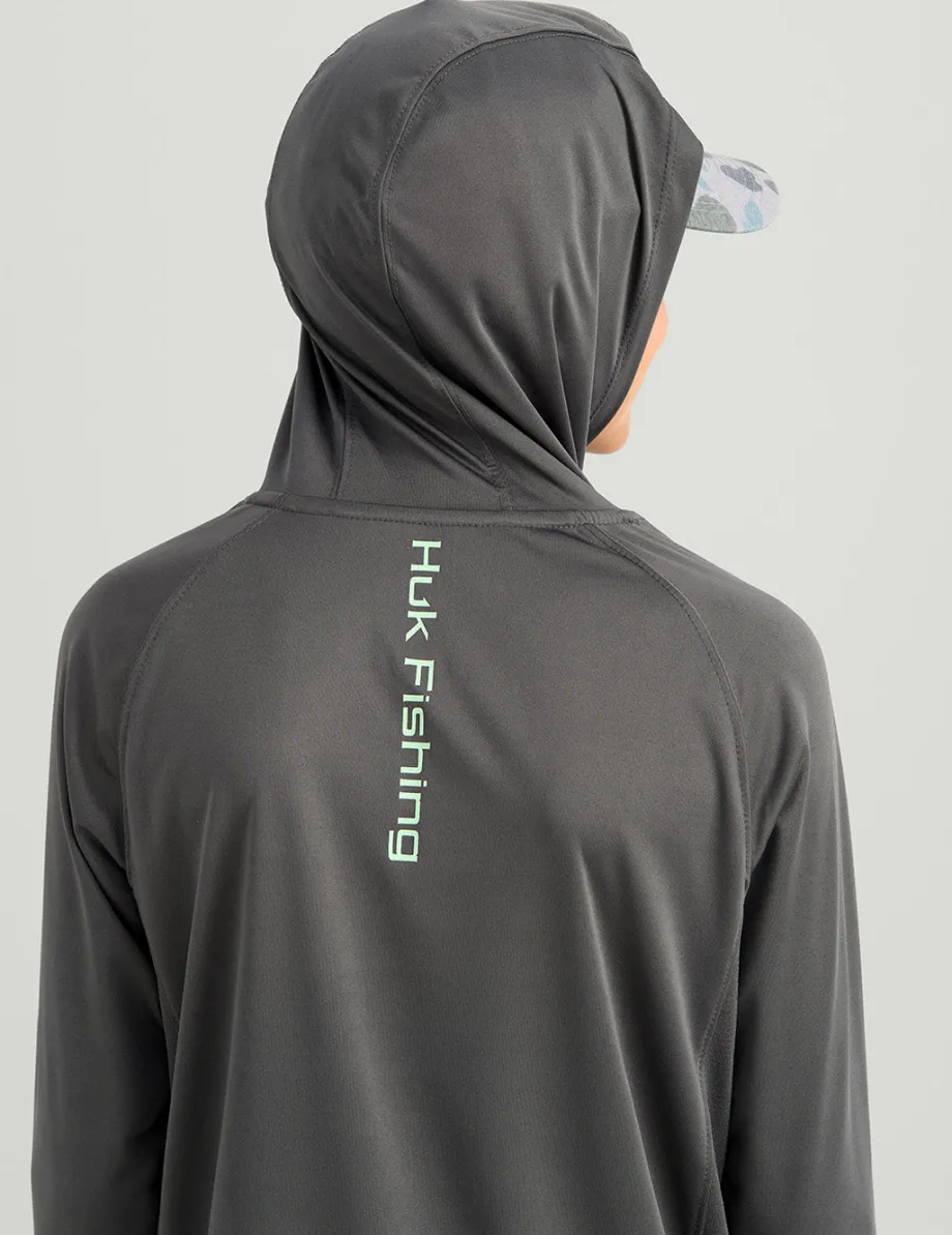 Huk Gear Performance Tops-Kids Glow Pursuit Performance Hoodie Volcanic Ash