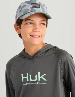 Huk Gear Performance Tops-Kids Glow Pursuit Performance Hoodie Volcanic Ash
