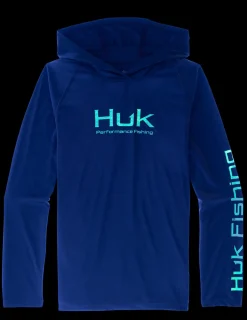 Huk Gear Performance Tops-Kids Glow Pursuit Performance Hoodie Volcanic Ash
