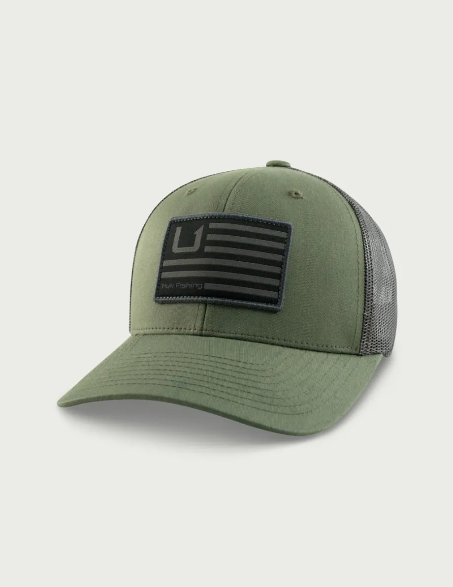 Huk Gear Hats-Kids Huk And Bars Trucker Hat Moss