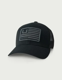 Huk Gear Hats-Kids Huk And Bars Trucker Hat Black