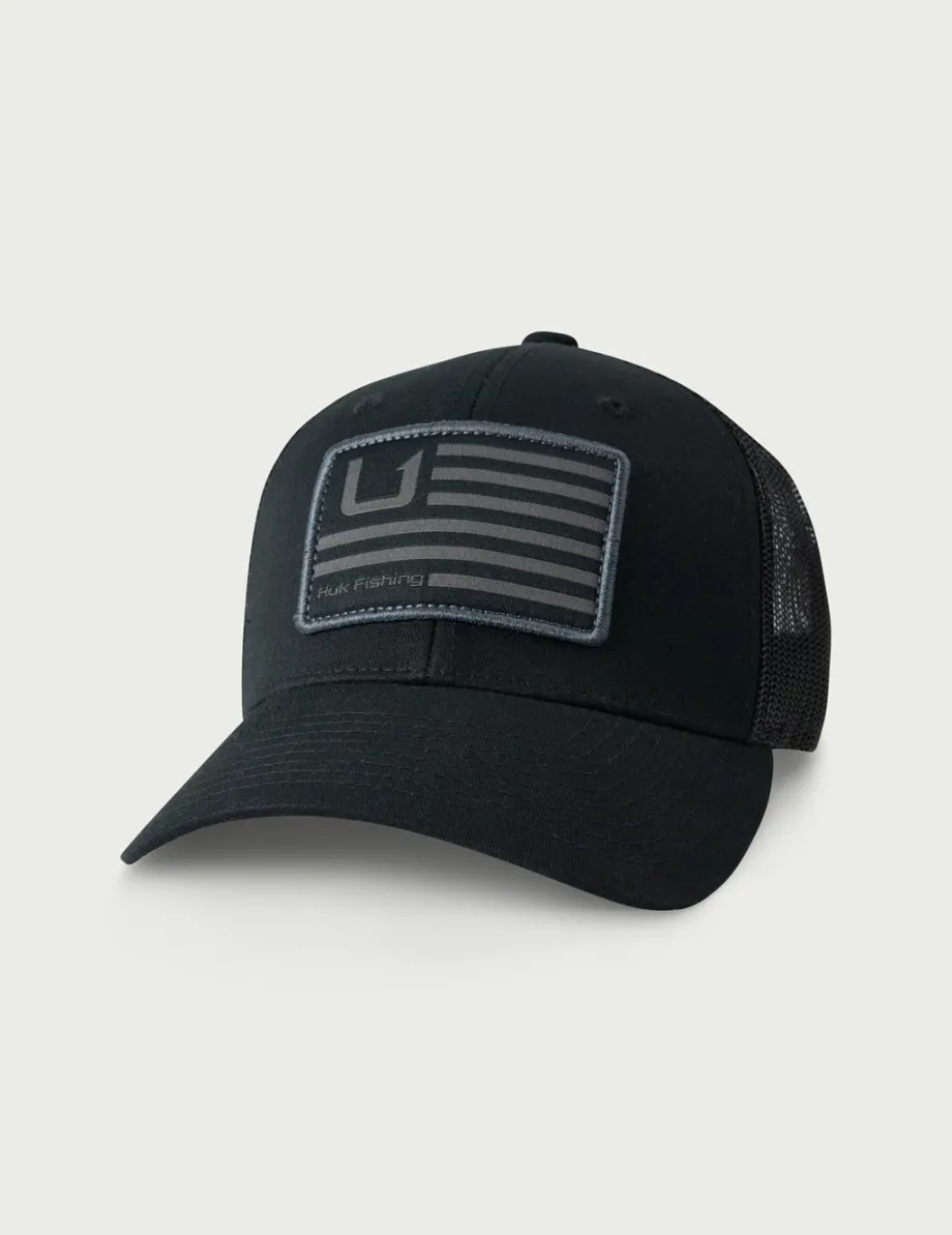 Huk Gear Hats-Kids Huk And Bars Trucker Hat Black