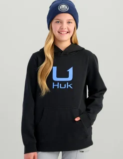 Huk Gear Hoodies & Pullovers-Kids Huk Barb U Cotton Fleece Hoodie Black
